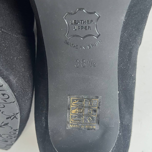 Brenda Zara Suede Stiletto Heel Womens Shoes Size 8/38.5 Black Elastic Straps - Picture 10 of 13